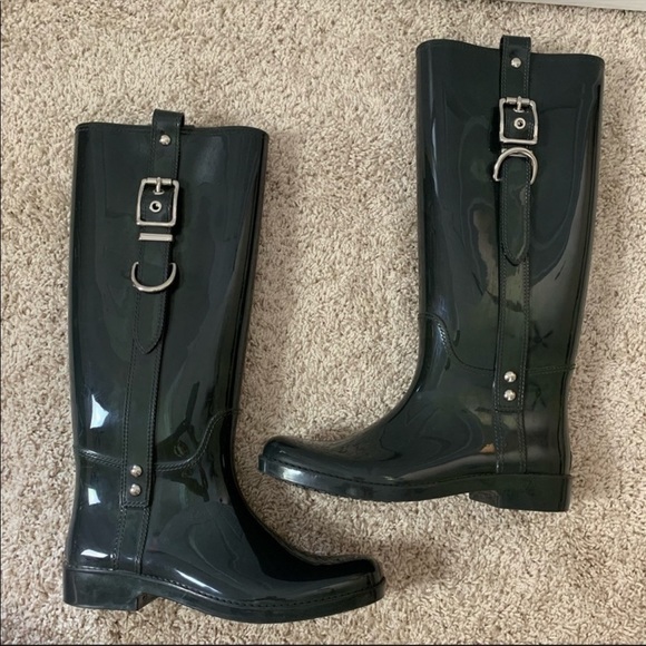 Coach Tasha Shiny Rainboots Size 8 - Picture 3 of 6